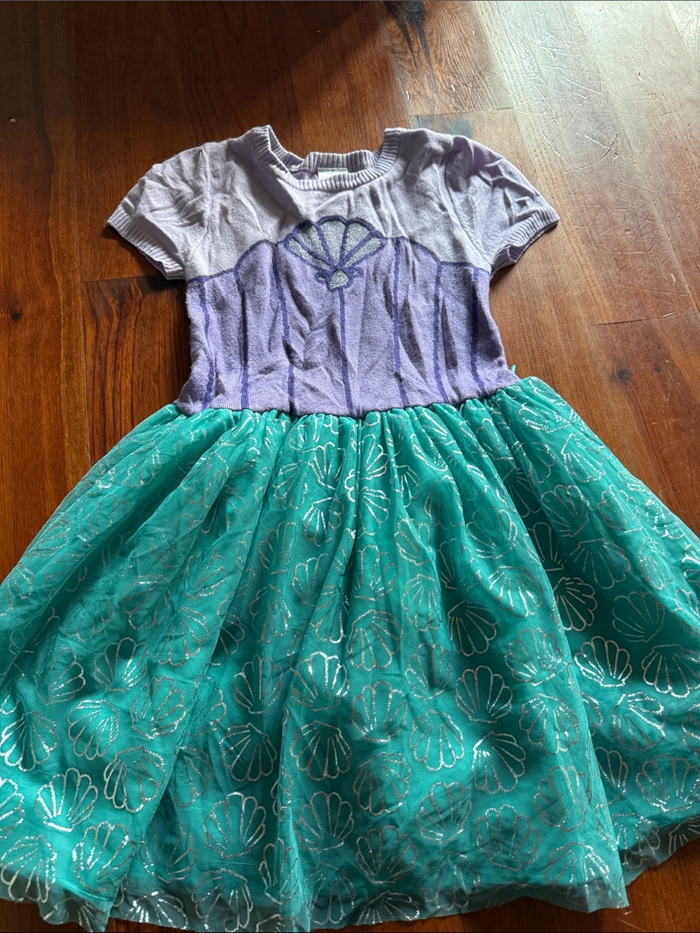 Disney Purple Top Teal Mermaid Dress for Kids Size Large (10/12)